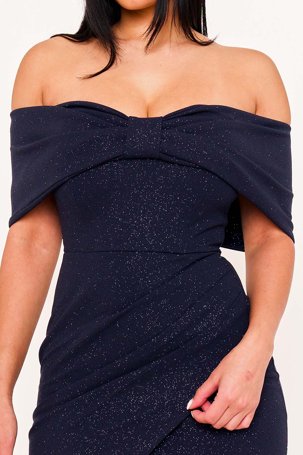 SDM1985JP - GLITTER BOW FRONT OFF THE SHOULDER MAXI DRESS - Image 6