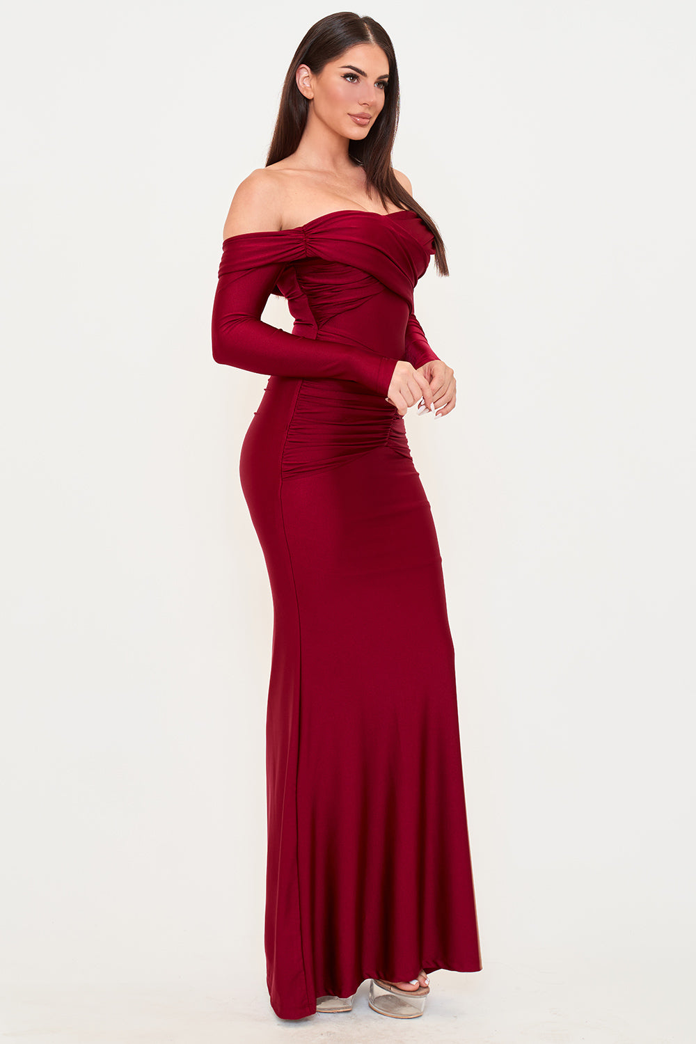 SDM2015HP - PLEATED SATIN MERMAID MAXI DRESS - Image 9