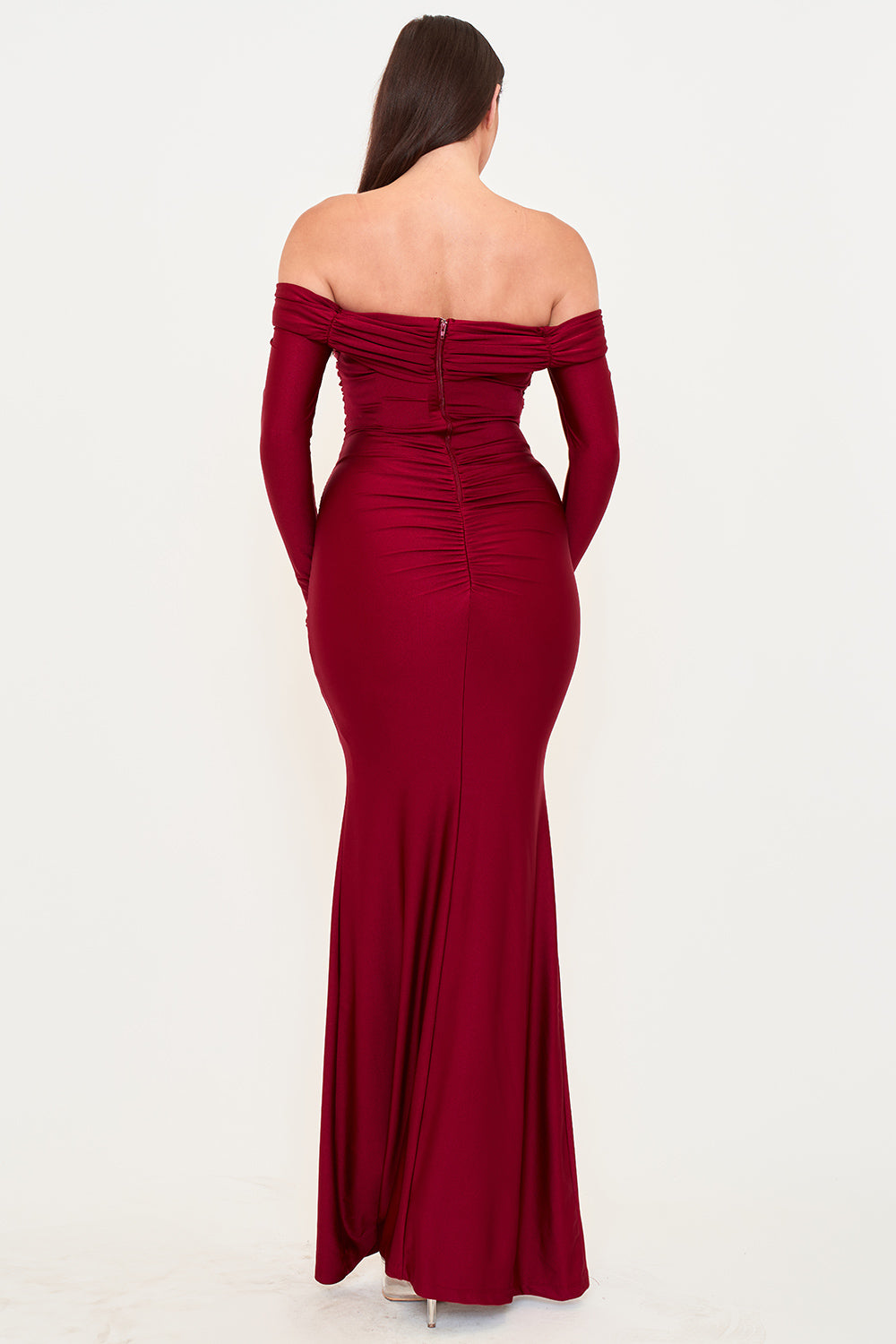 SDM2015HP - PLEATED SATIN MERMAID MAXI DRESS - Image 10