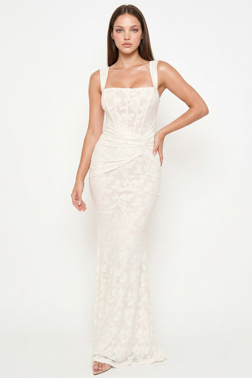 SDM2038SP - BUSTIER BODICE WITH TWIST ON THE SIDE MAXI DRESS - Image 4