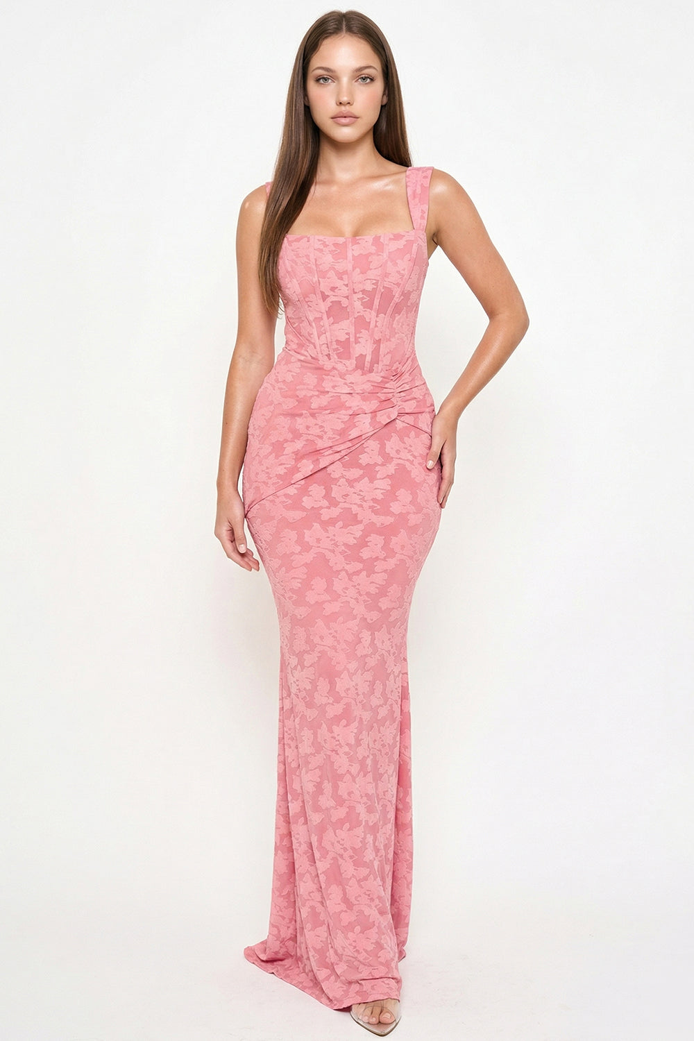 SDM2038SP - BUSTIER BODICE WITH TWIST ON THE SIDE MAXI DRESS - Image 3