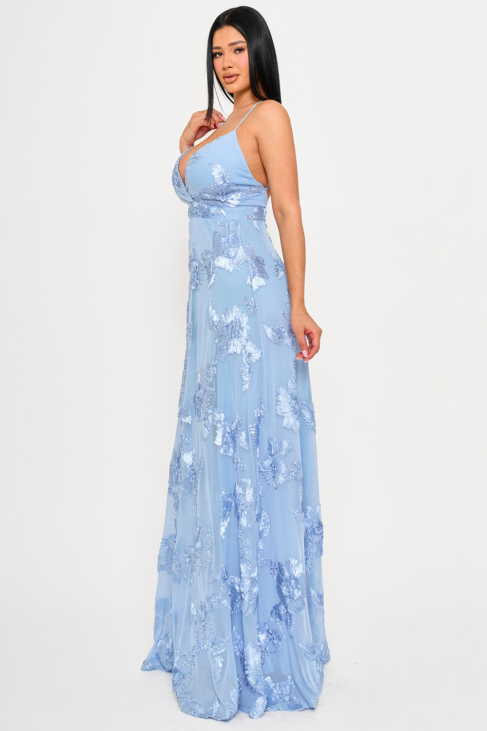 SDM2150JP - MESH TAPE FLORAL PATTERNED MAXI DRESS - Image 3