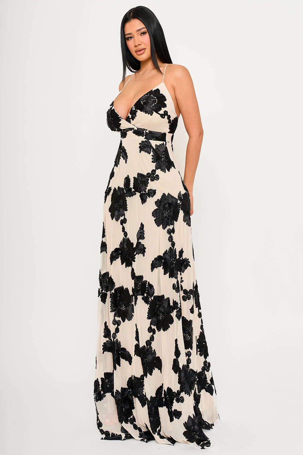 SDM2150JP - MESH TAPE FLORAL PATTERNED MAXI DRESS - Image 8