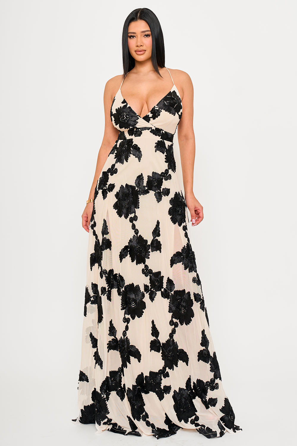 SDM2150JP - MESH TAPE FLORAL PATTERNED MAXI DRESS - Image 7