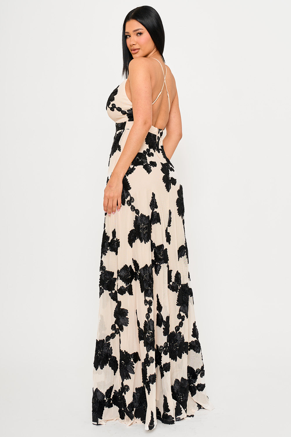 SDM2150JP - MESH TAPE FLORAL PATTERNED MAXI DRESS - Image 9