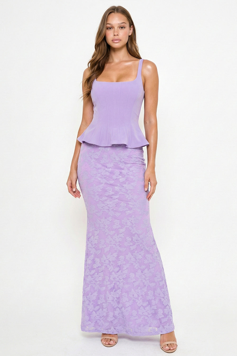 SDM2178SP - LACE SKIRT PEPLUM MAXI DRESS - Image 4