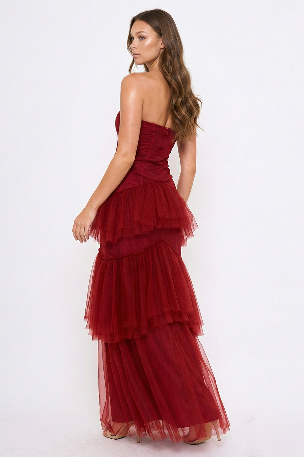 SDM2244SP - LAYERED MESH RUFFLED MERMAID MAXI DRESS - Image 3