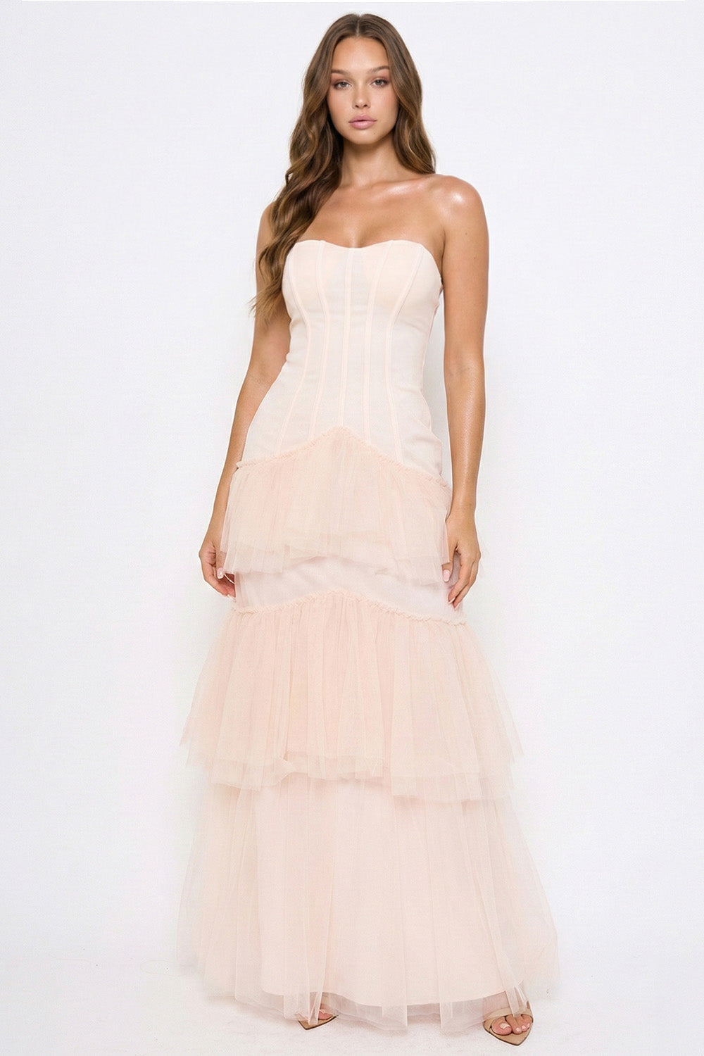 SDM2244SP - LAYERED MESH RUFFLED MERMAID MAXI DRESS - Image 9