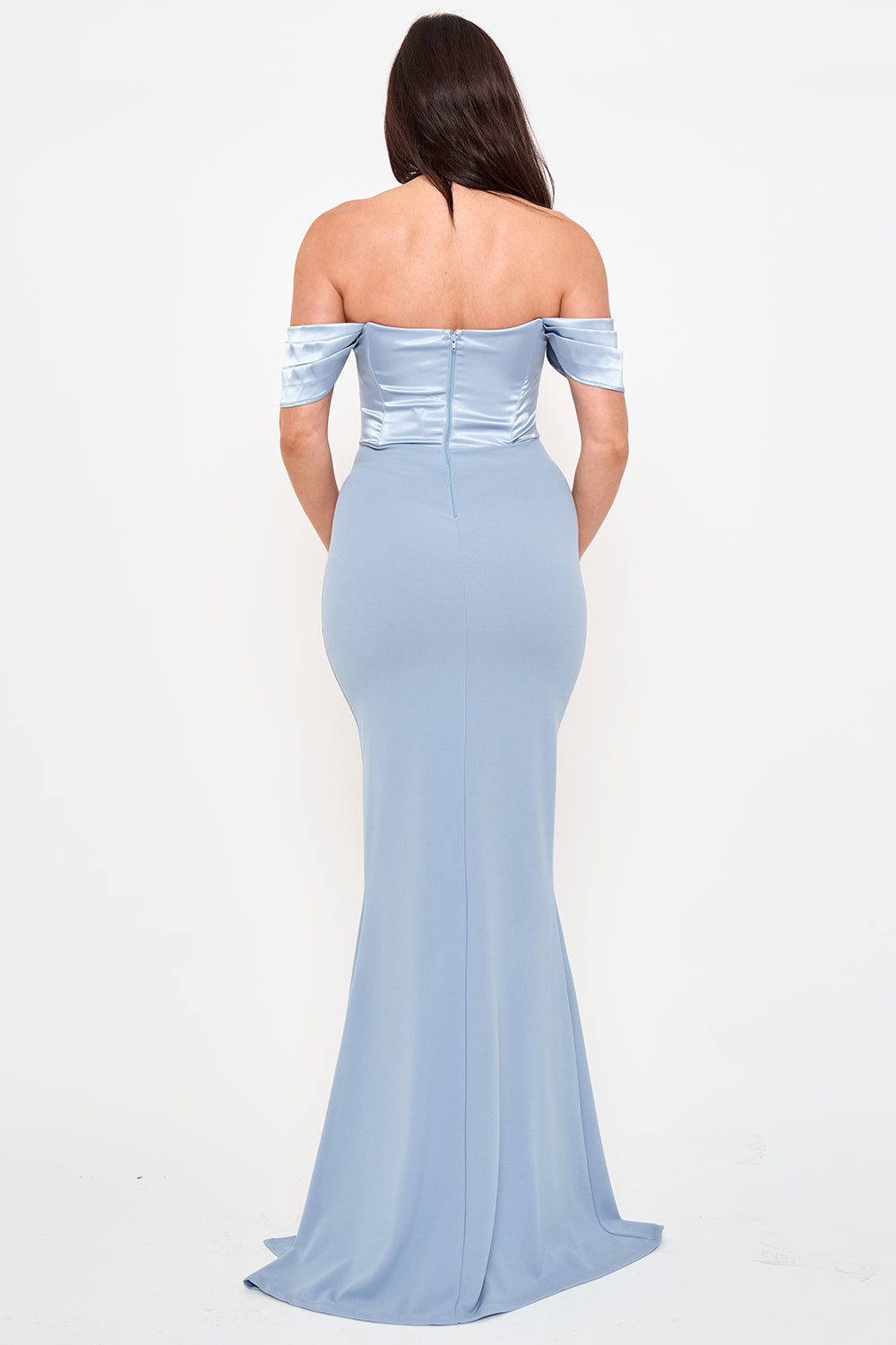 SDM2246HP - SATIN TOP WITH OVERLAY MESH MAXI DRESS - Image 7