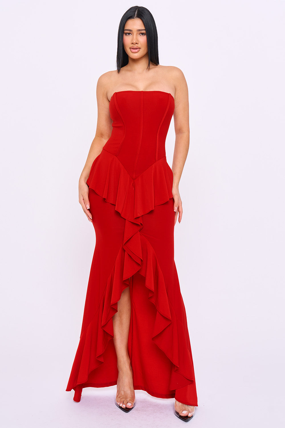 SDM2271JP - TUBE TOP RUFFLE DETAIL MERMAID MAXI DRESS - Image 6