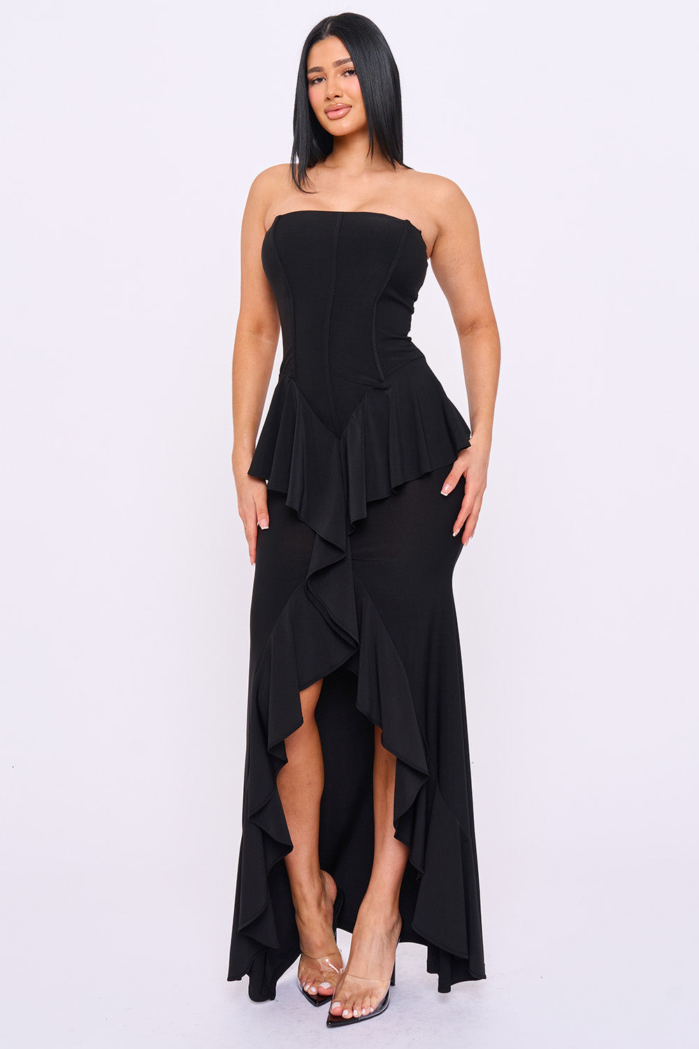 SDM2271JP - TUBE TOP RUFFLE DETAIL MERMAID MAXI DRESS - Image 2
