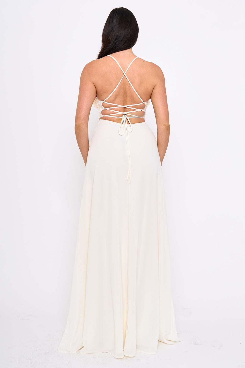 SDM2289JP - FLOWER CHIFFON APPLIQUE ON BUST MAXI DRESS - Image 6